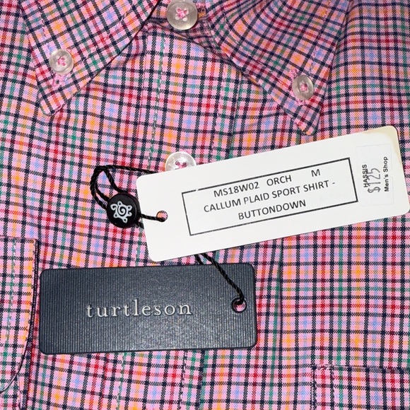 NWT Turtleson Men's Pink Checkered Button-Down Shirt Size Medium - Picture 2 of 3